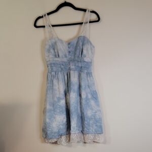 Papaya Light Blue Tie-Dye Dress with Pink Accents